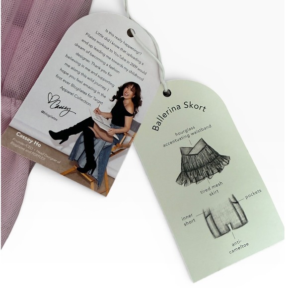 Blogilates Ballerina Skort XS Lilac Pink Tiered Mesh Athletic Skirt NWT - Picture 2 of 6